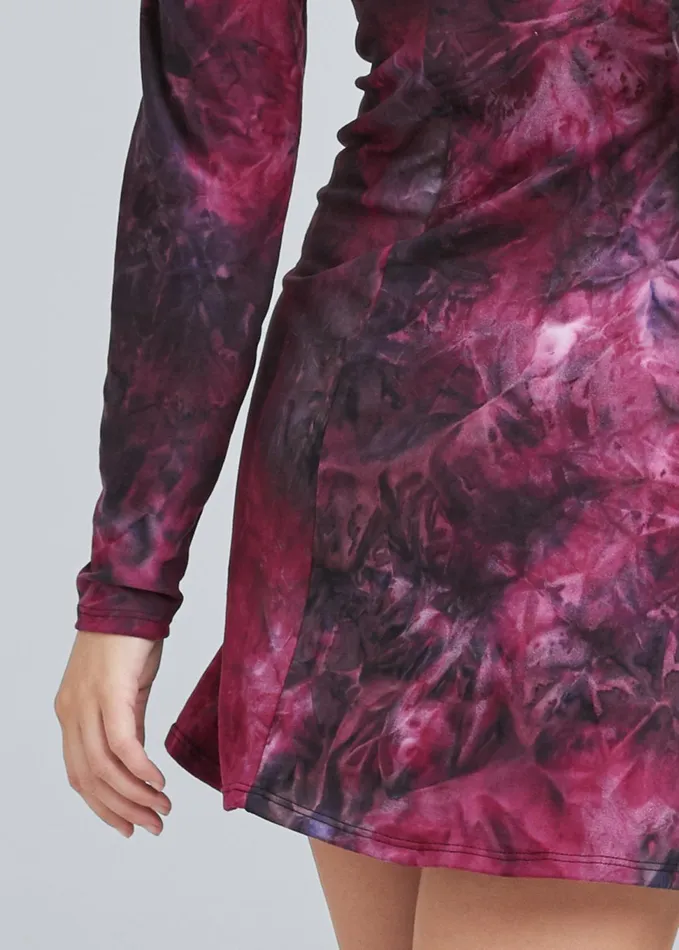 CASUAL TIE DYE MINI DRESS Black and Burgundy Women VENUS Sundresses
