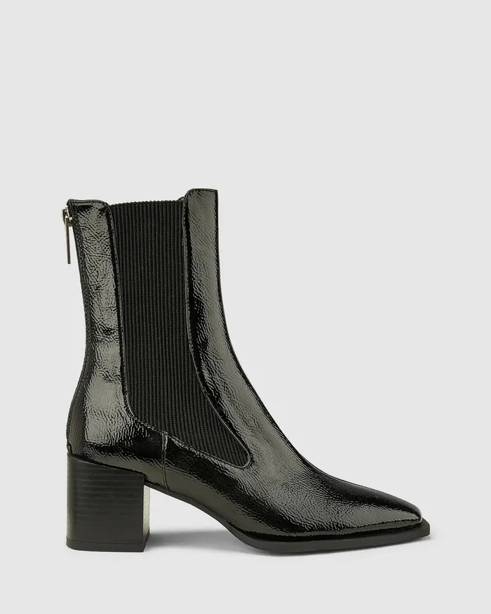 Chelsea Boots DNA Black Patent Ankle Boots NOVO Shoes Women