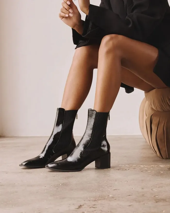 Chelsea Boots DNA Black Patent Ankle Boots NOVO Shoes Women Chelsea Boots DNA Black Patent Ankle Boots NOVO Shoes Women
