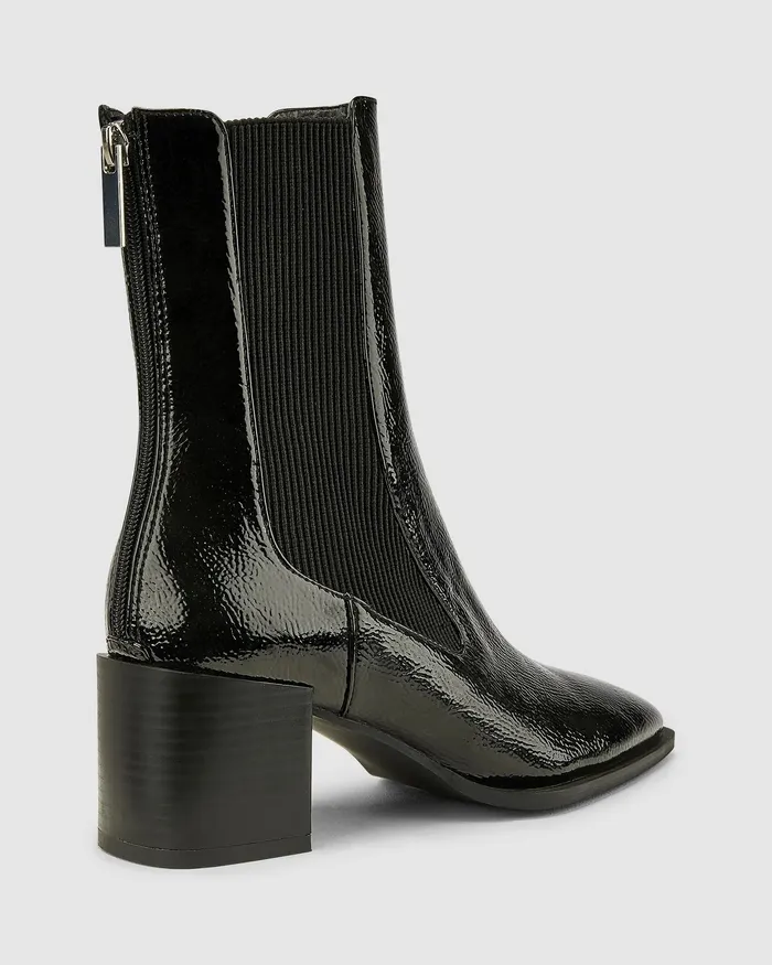 Chelsea Boots DNA Black Patent Ankle Boots NOVO Shoes Women Chelsea Boots DNA Black Patent Ankle Boots NOVO Shoes Women