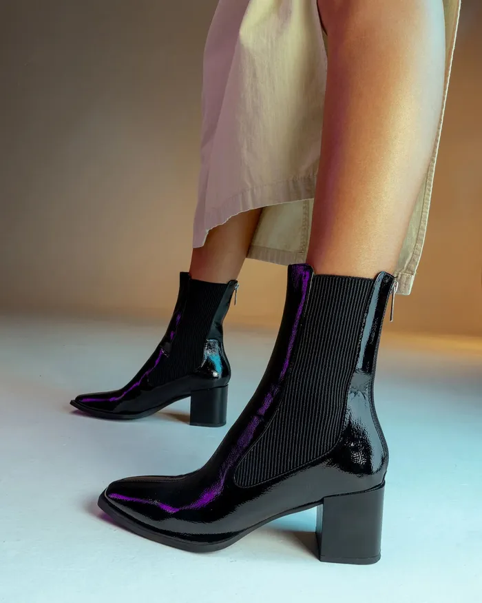 Chelsea Boots DNA Black Patent Ankle Boots NOVO Shoes Women Chelsea Boots DNA Black Patent Ankle Boots NOVO Shoes Women