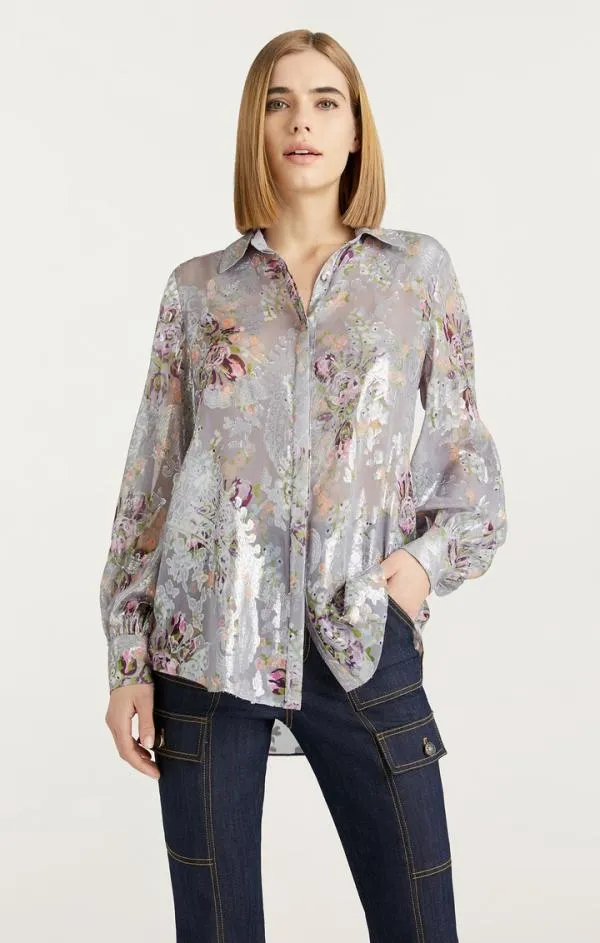 Cinq Sept Claudette Floral Kandice Top Grey Multi Women Long Sleeve Tops