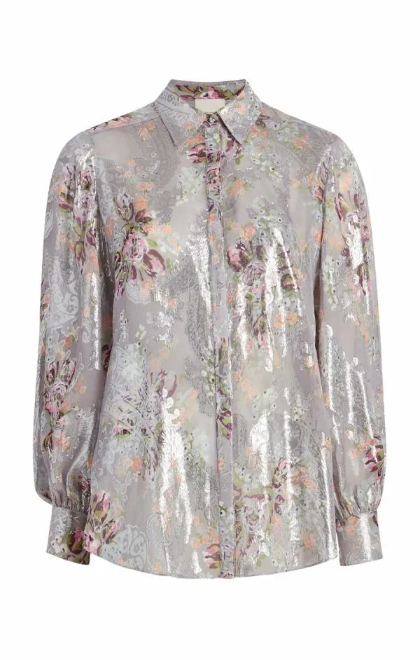 Cinq Sept Claudette Floral Kandice Top Grey Multi Women Long Sleeve Tops