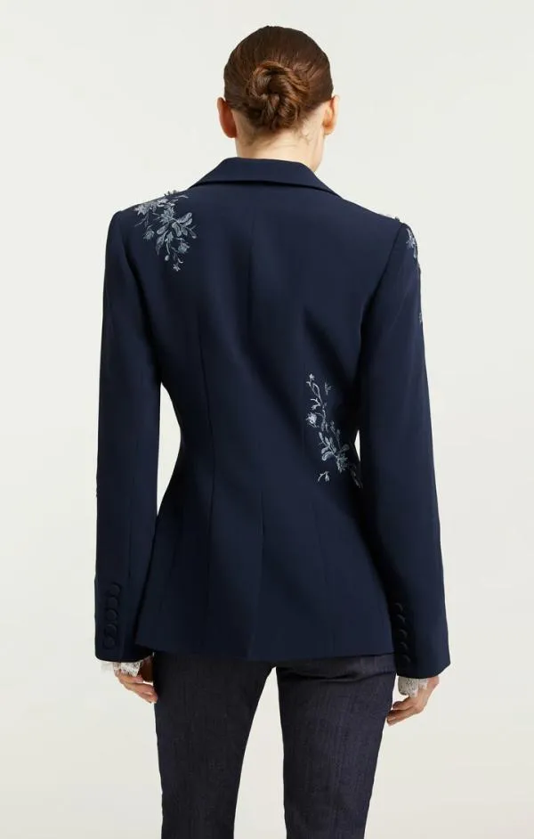 Cinq Sept Coastal Floral Embellished Cheyenne Blazer Coastal Floral Embellished Navy Multi Women Blazers
