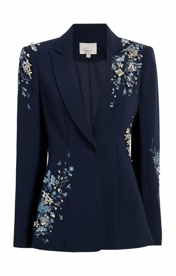 Cinq Sept Coastal Floral Embellished Cheyenne Blazer Coastal Floral Embellished Navy Multi Women Blazers