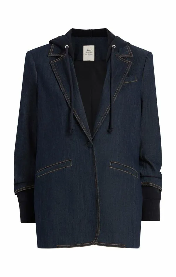 Cinq Sept Denim Hooded Khloe Blazer Indigo Women Blazers