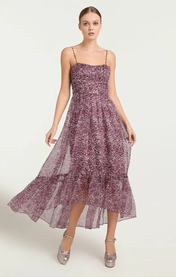 Cinq Sept Inkstrokes Daria Dress Dark Plum Multi Women Cocktail and Evening