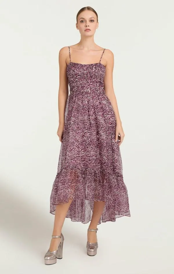Cinq Sept Inkstrokes Daria Dress Dark Plum Multi Women Cocktail and Evening