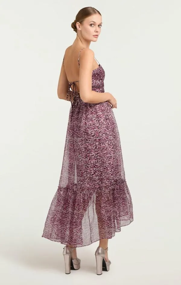 Cinq Sept Inkstrokes Daria Dress Dark Plum Multi Women Cocktail and Evening