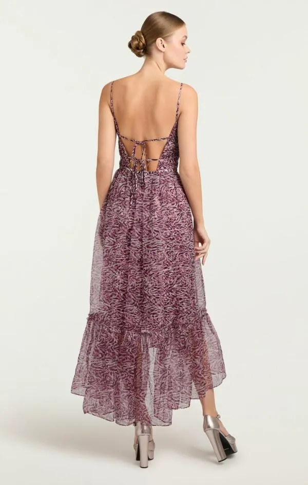 Cinq Sept Inkstrokes Daria Dress Dark Plum Multi Women Cocktail and Evening