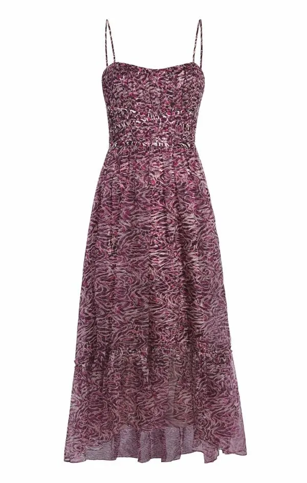 Cinq Sept Inkstrokes Daria Dress Dark Plum Multi Women Cocktail and Evening