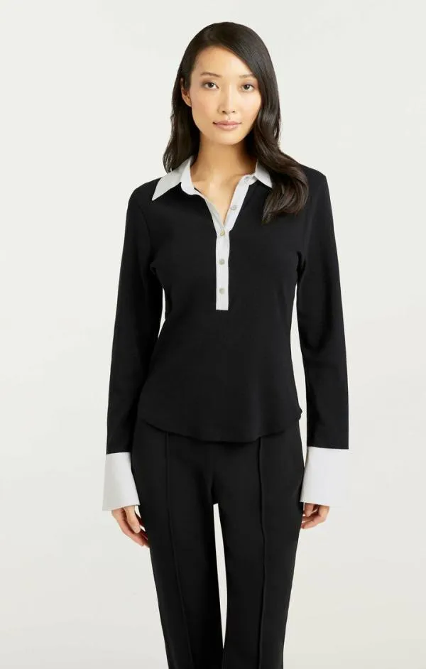 Cinq Sept Jaden Top Blackwhite Women Long Sleeve Tops