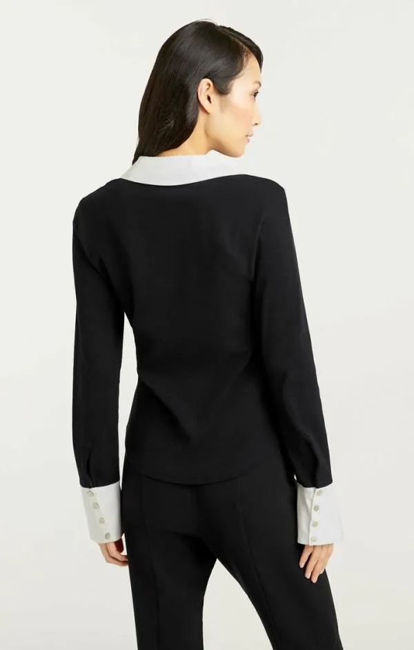 Cinq Sept Jaden Top Blackwhite Women Long Sleeve Tops