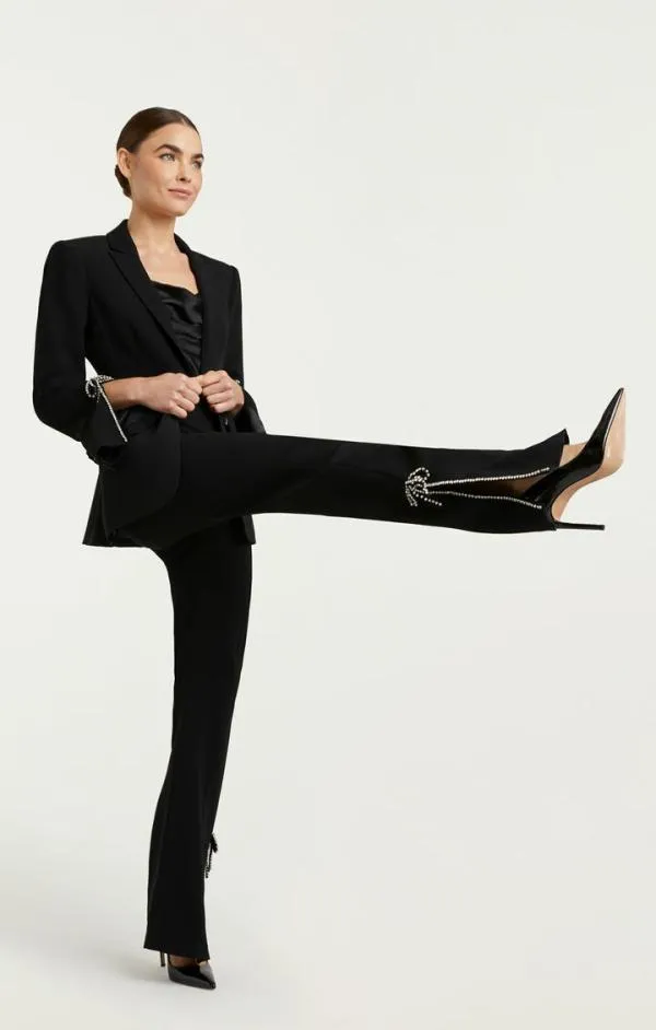 Cinq Sept Rhinestone Bow Cheyenne Blazer Black Women Blazers