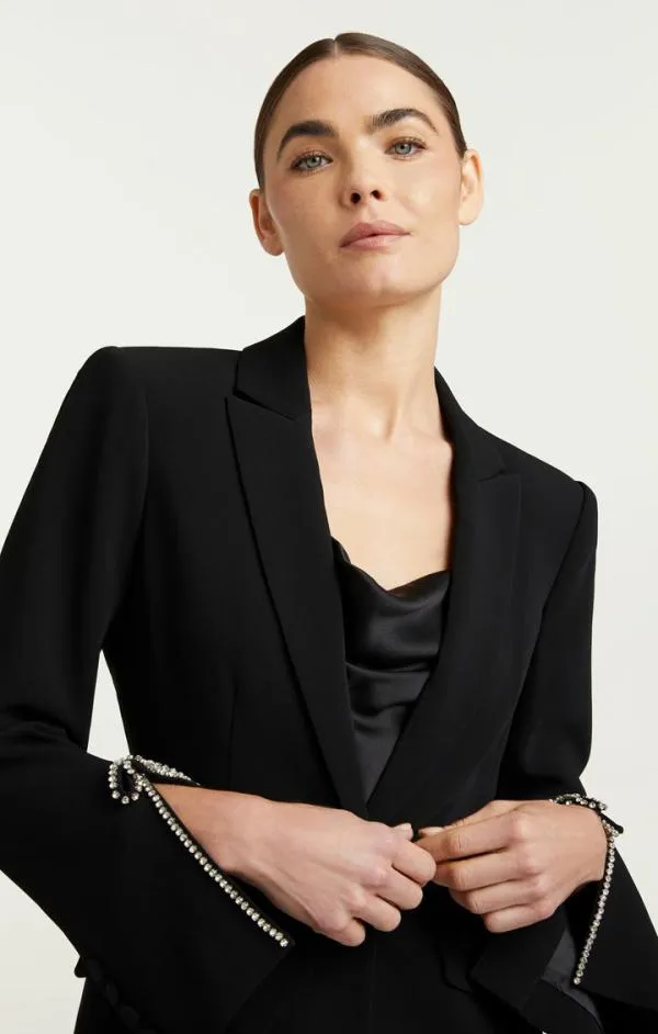 Cinq Sept Rhinestone Bow Cheyenne Blazer Black Women Blazers