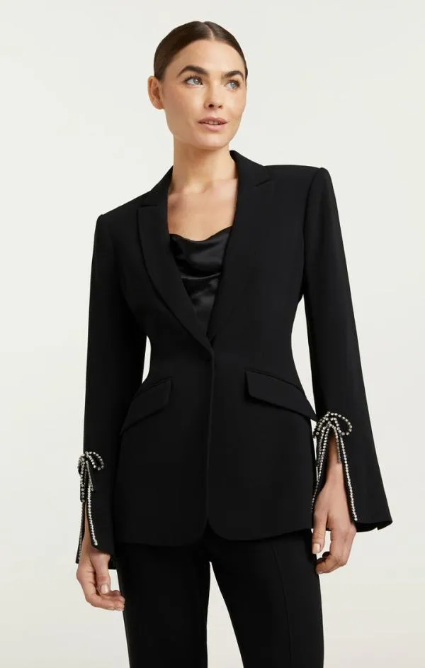 Cinq Sept Rhinestone Bow Cheyenne Blazer Black Women Blazers