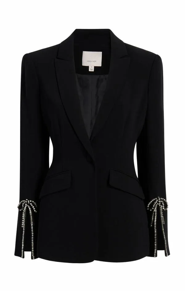 Cinq Sept Rhinestone Bow Cheyenne Blazer Black Women Blazers