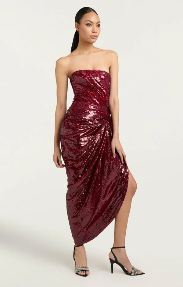 Cinq Sept Shea Dress Oxblood Women Midi