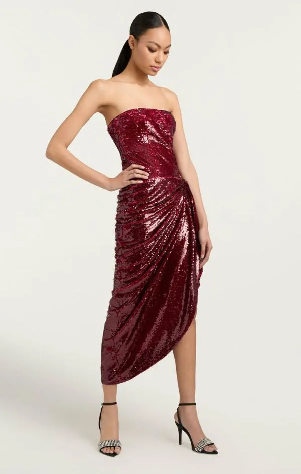 Cinq Sept Shea Dress Oxblood Women Midi