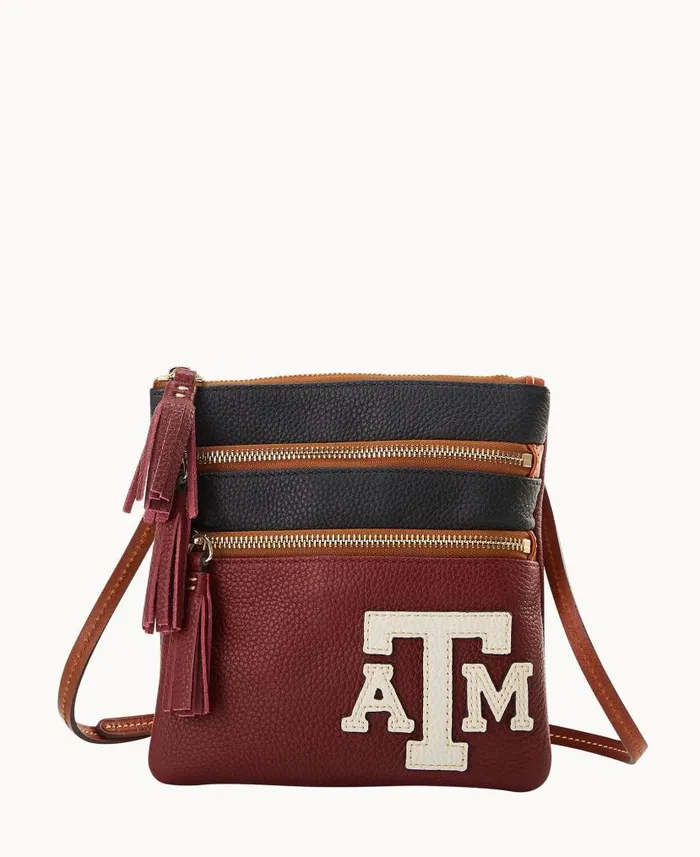 Collegiate Texas Achr38M Triple Zip Crossbody Texas Aandm Woman Dooney and Bourke Crossbodies