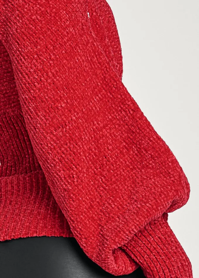 Crisscross Front ColdShoulder Sweater Red Women VENUS Sexy Sweaters