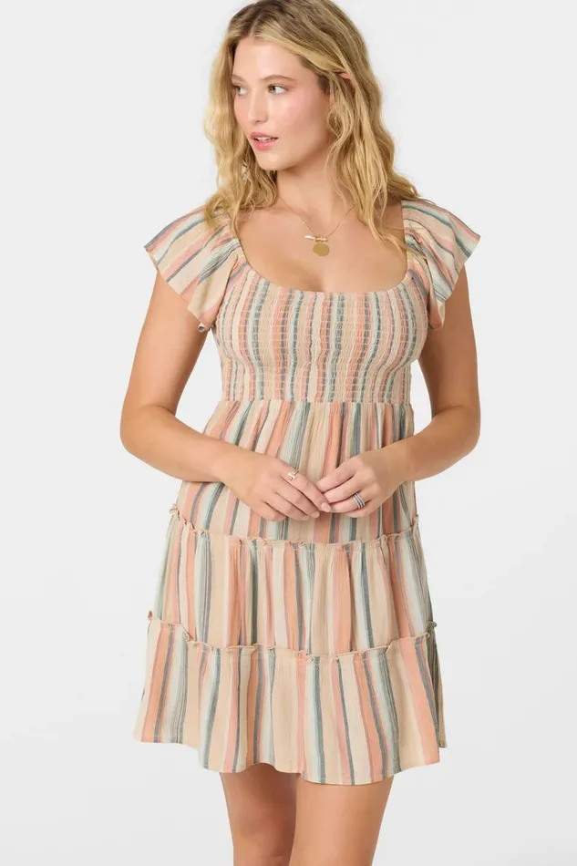 DELLA SMOCKED TIERED DRESS Multi Clr Women O039NEILL Clothing
