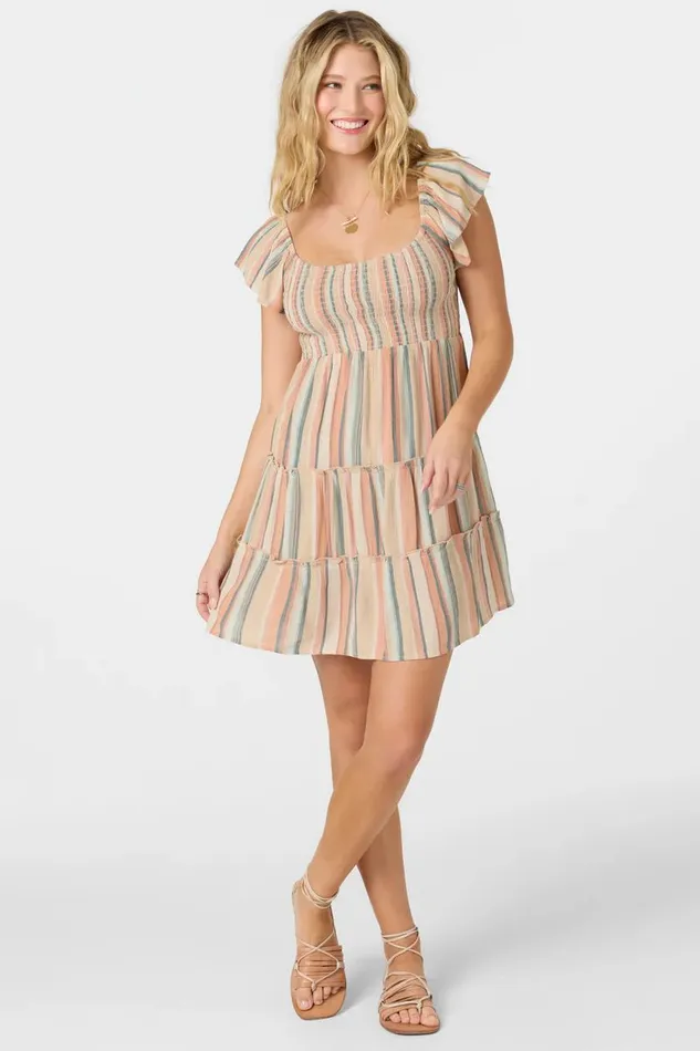 DELLA SMOCKED TIERED DRESS Multi Clr Women O039NEILL Clothing