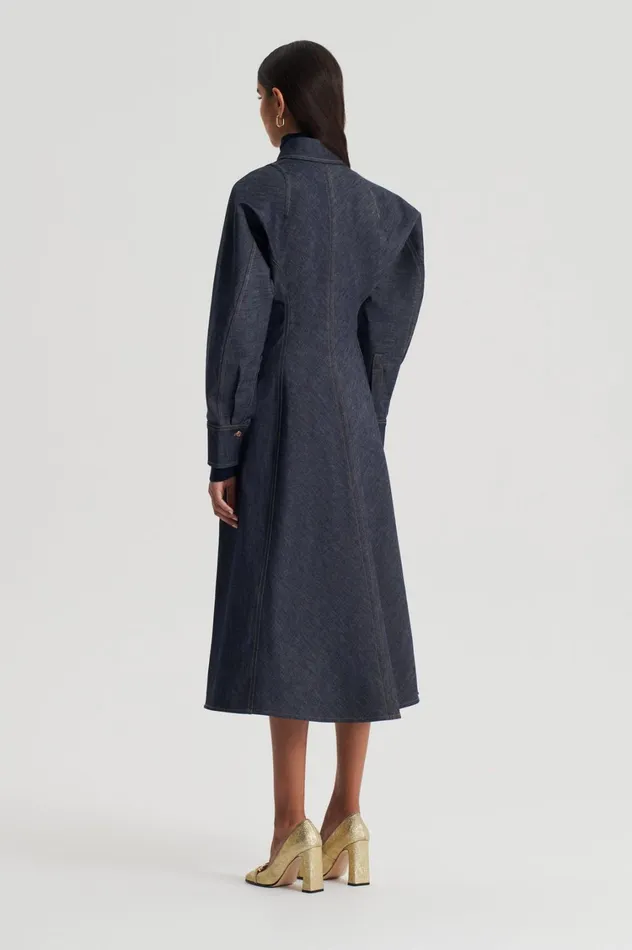 Denim Women Scanlan Theodore DENIM COCOON SLEEVE MIDI DRESS Indigo B Denim Women Scanlan Theodore DENIM COCOON SLEEVE MIDI DRESS Indigo B