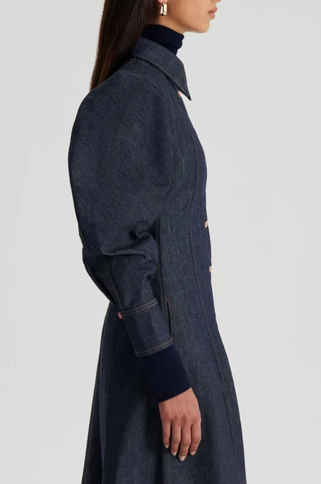 Denim Women Scanlan Theodore DENIM COCOON SLEEVE MIDI DRESS Indigo B Denim Women Scanlan Theodore DENIM COCOON SLEEVE MIDI DRESS Indigo B