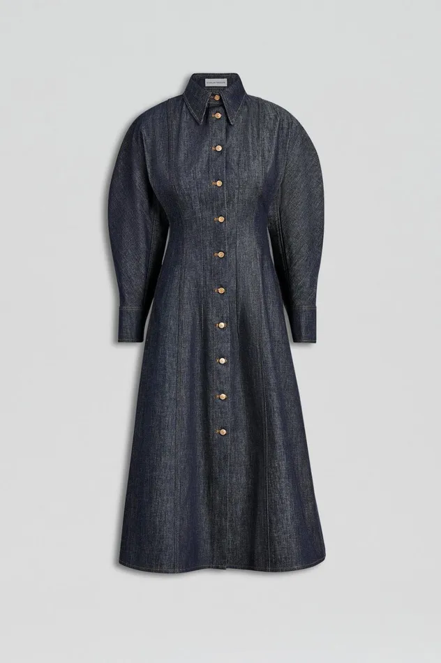 Denim Women Scanlan Theodore DENIM COCOON SLEEVE MIDI DRESS Indigo B Denim Women Scanlan Theodore DENIM COCOON SLEEVE MIDI DRESS Indigo B