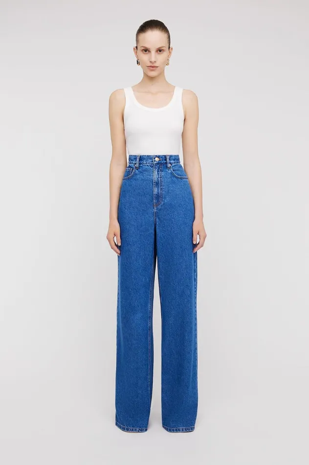 Denim Women Scanlan Theodore DENIM DRAPE LEG JEAN Blue1175