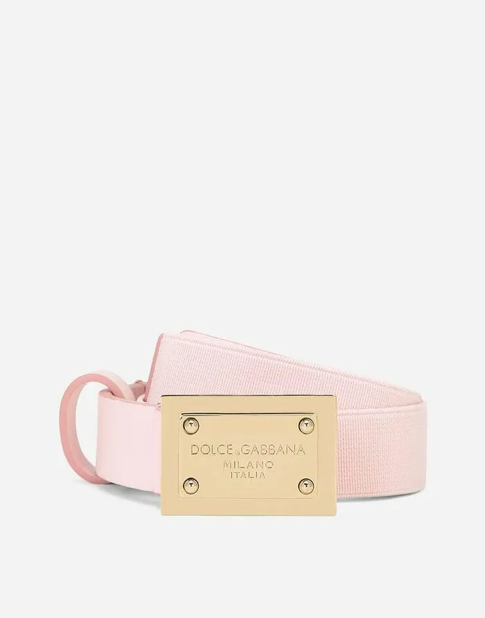 Dolce and Gabbana Accessories Children Belt With Logo Tag Pink
