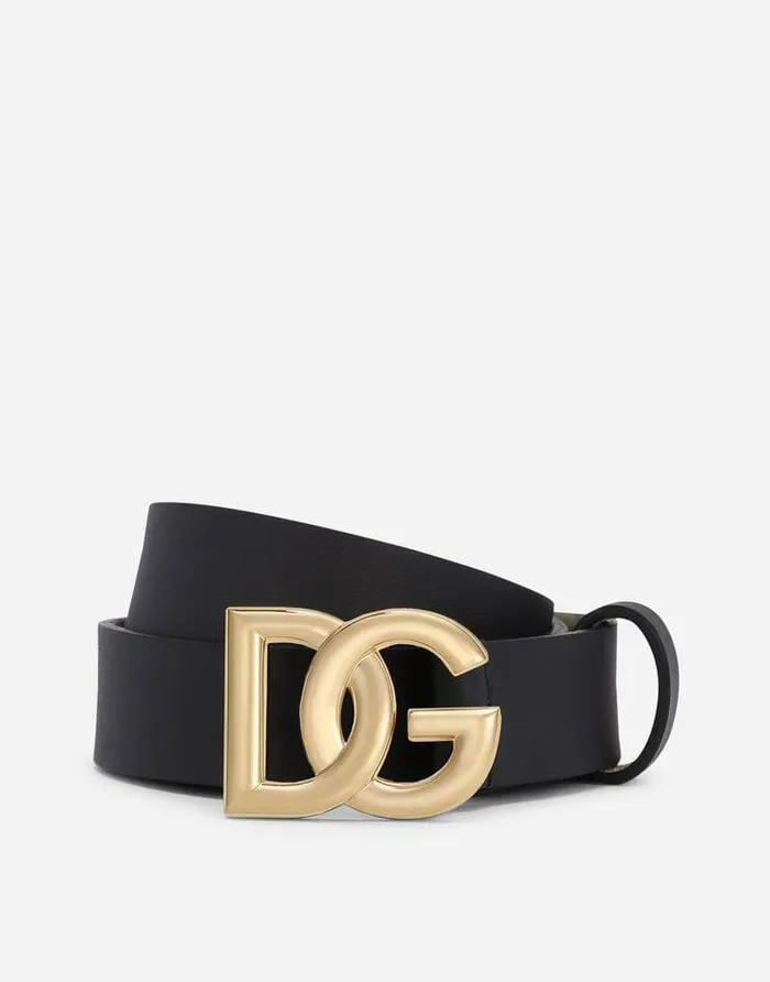 Dolce and Gabbana Accessories Children Calfskin Nappa Leather Belt With DG Logo Blue Dolce and Gabbana Accessories Children Calfskin Nappa Leather Belt With DG Logo Blue
