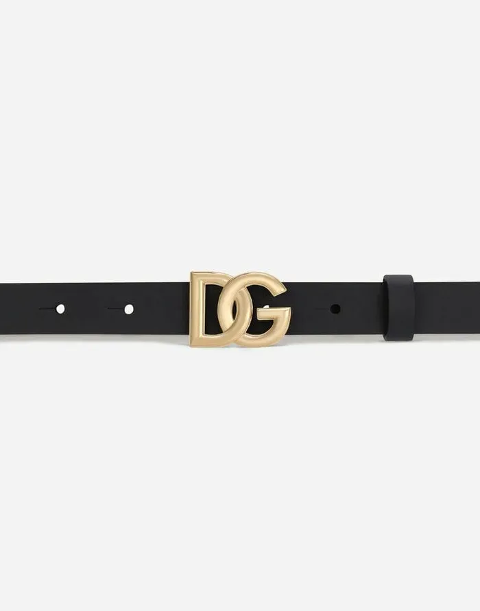 Dolce and Gabbana Accessories Children Calfskin Nappa Leather Belt With DG Logo Blue Dolce and Gabbana Accessories Children Calfskin Nappa Leather Belt With DG Logo Blue