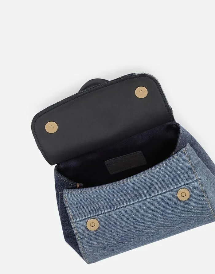 Dolce and Gabbana Accessories Children Denim Patchwork Mini Sicily Bag Blue Dolce and Gabbana Accessories Children Denim Patchwork Mini Sicily Bag Blue