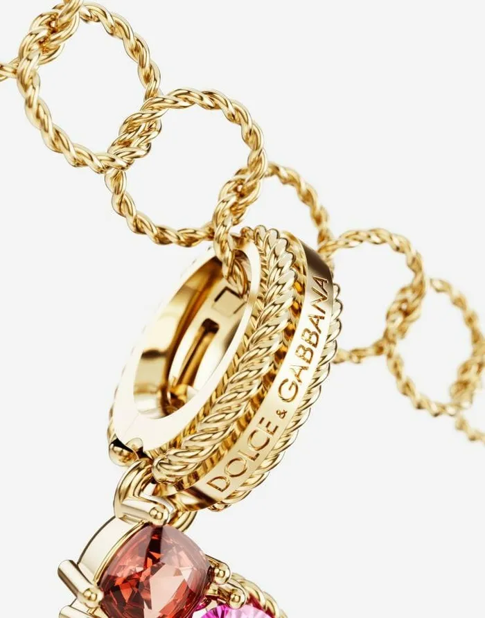 Dolce and Gabbana Alphabet Collection Women Rainbow Alphabet F 18 Kt Yellow Gold Charm With Multicolor Fine Gems Gold Dolce and Gabbana Alphabet Collection Women Rainbow Alphabet F 18 Kt Yellow Gold Charm With Multicolor Fine Gems Gold