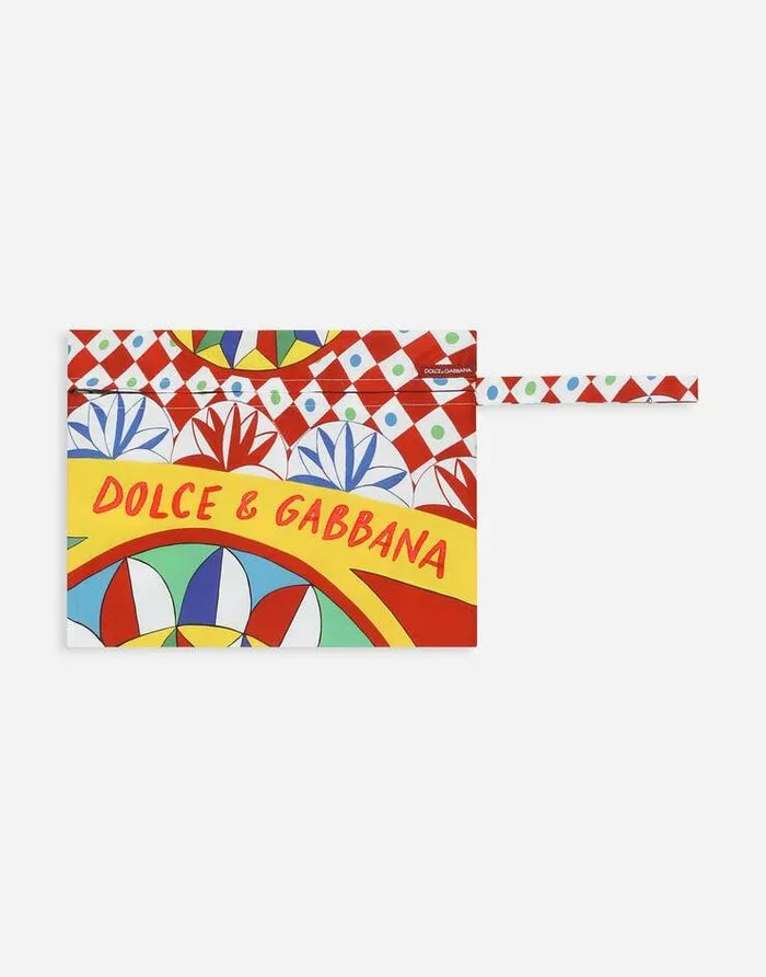 Dolce and Gabbana Beachwear Men Short Swim Trunks With Carretto Print Red Dolce and Gabbana Beachwear Men Short Swim Trunks With Carretto Print Red