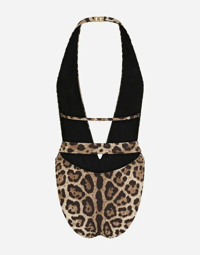 Dolce and Gabbana Beachwear Women Leopardprint Onepiece Swimsuit With Belt Animal Print Dolce and Gabbana Beachwear Women Leopardprint Onepiece Swimsuit With Belt Animal Print