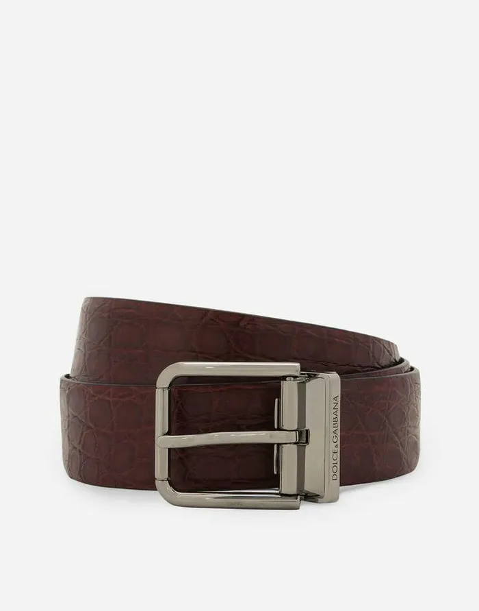 Dolce and Gabbana Belts Men Crocodile Nappa Belt Purple