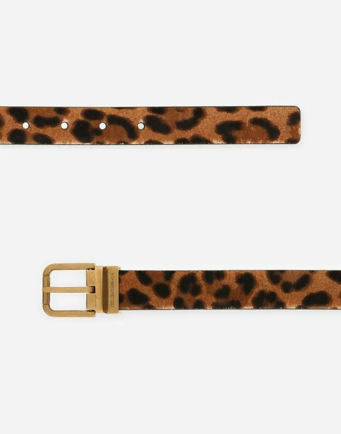 Dolce and Gabbana Belts Men Leopard Print Belt With Pony Hair Effect Multicolor Dolce and Gabbana Belts Men Leopard Print Belt With Pony Hair Effect Multicolor