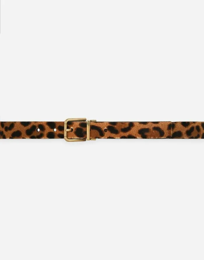 Dolce and Gabbana Belts Men Leopard Print Belt With Pony Hair Effect Multicolor Dolce and Gabbana Belts Men Leopard Print Belt With Pony Hair Effect Multicolor