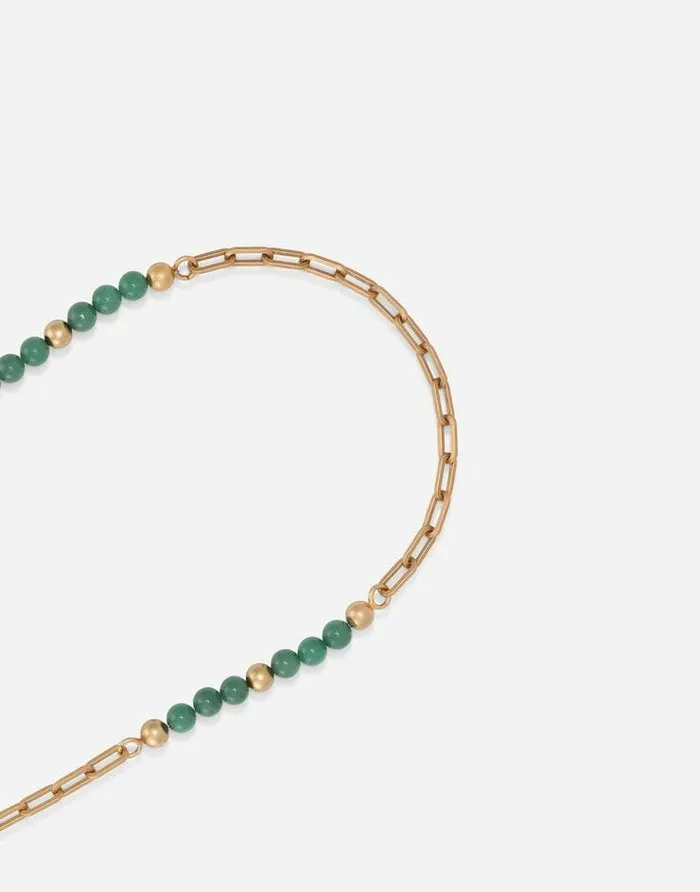 Dolce and Gabbana Bijoux Men Necklace With Natural Stones And DG Logo Medallions Gold Dolce and Gabbana Bijoux Men Necklace With Natural Stones And DG Logo Medallions Gold