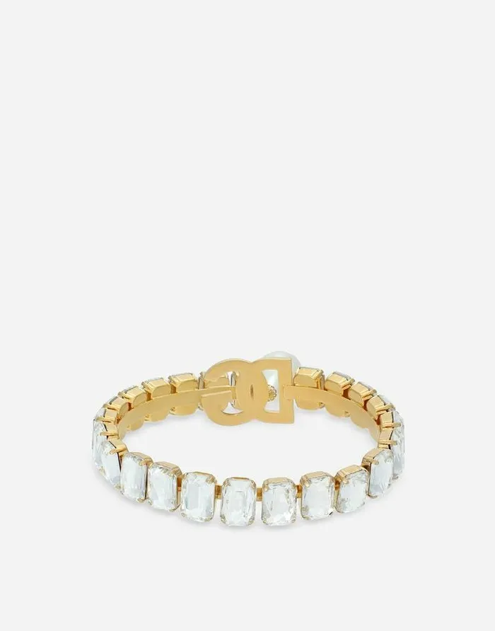 Dolce and Gabbana Bijoux Women Rigid Necklace With Pearls Rhinestones And DG Logo Gold Dolce and Gabbana Bijoux Women Rigid Necklace With Pearls Rhinestones And DG Logo Gold