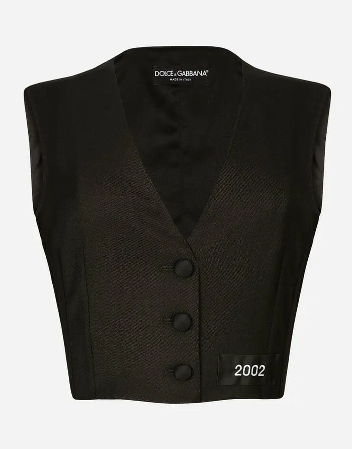 Dolce and Gabbana Blazers Women Cropped Woolen Gilet Black