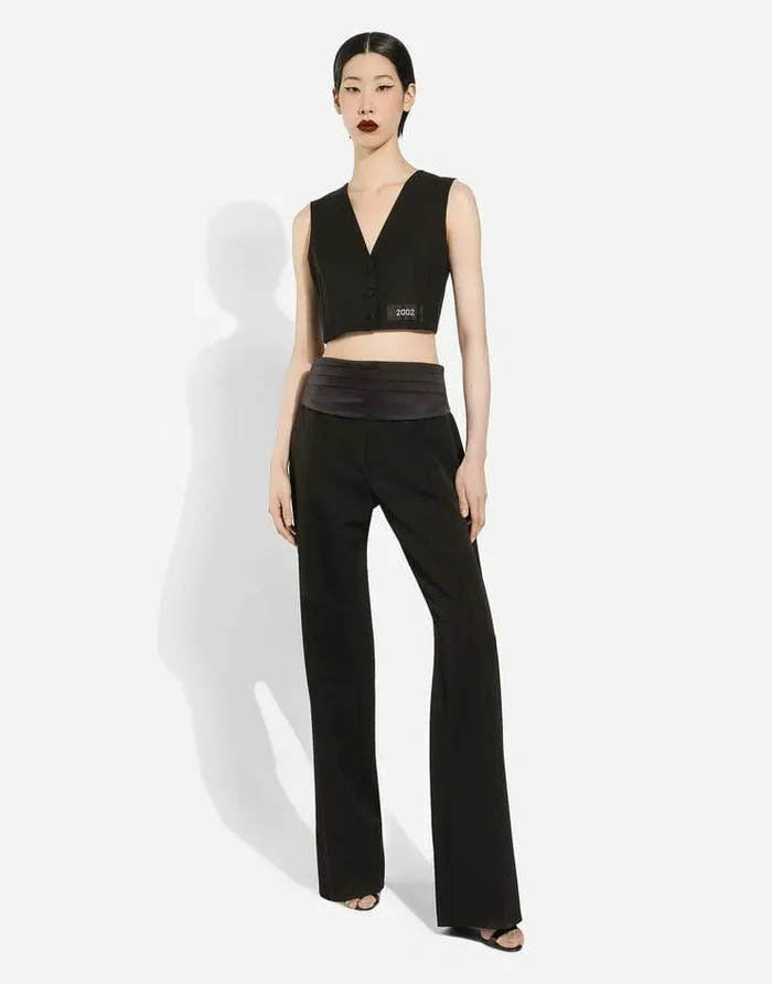 Dolce and Gabbana Blazers Women Cropped Woolen Gilet Black Dolce and Gabbana Blazers Women Cropped Woolen Gilet Black