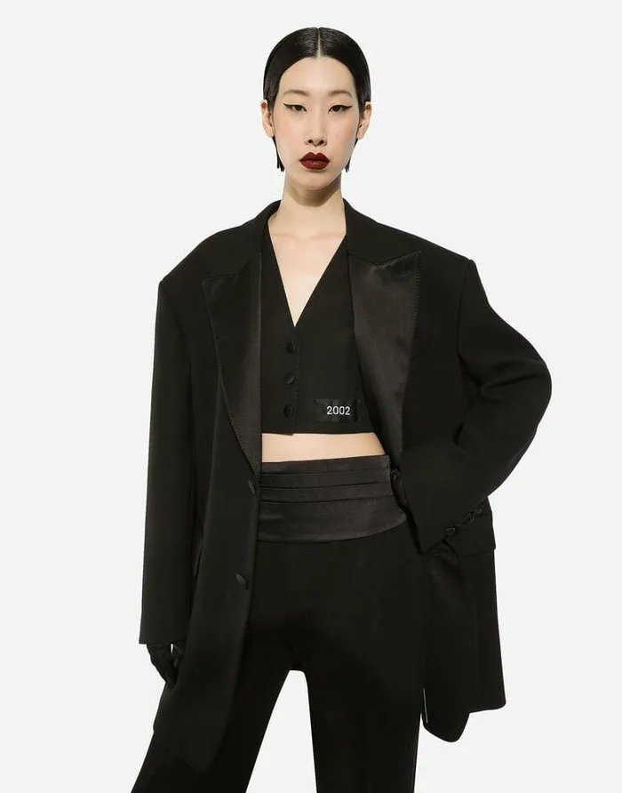 Dolce and Gabbana Blazers Women Cropped Woolen Gilet Black Dolce and Gabbana Blazers Women Cropped Woolen Gilet Black