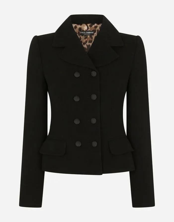 Dolce and Gabbana Blazers Women Doublebreasted Virgin Wool Jacket Black