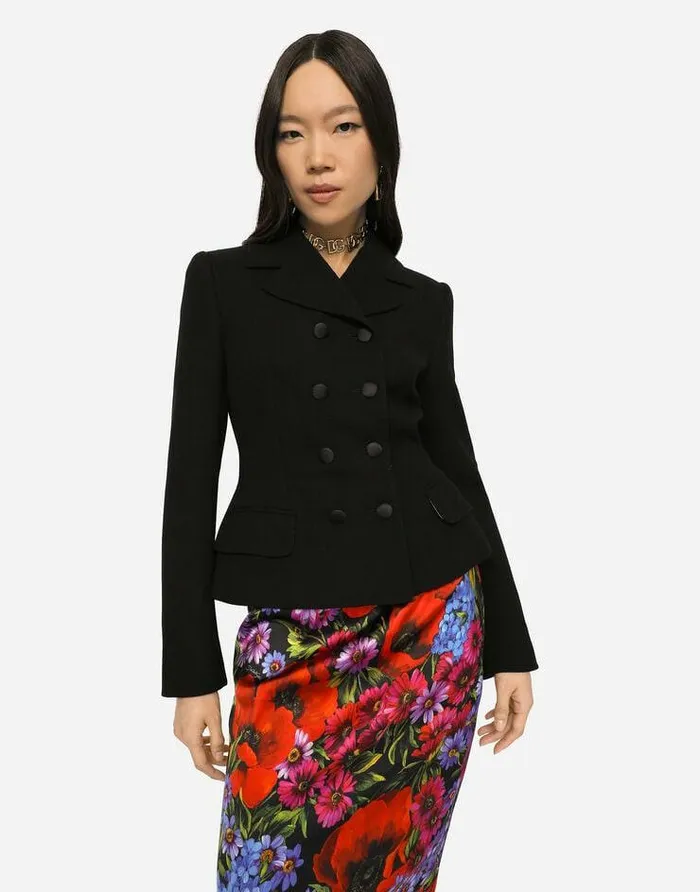 Dolce and Gabbana Blazers Women Doublebreasted Virgin Wool Jacket Black Dolce and Gabbana Blazers Women Doublebreasted Virgin Wool Jacket Black