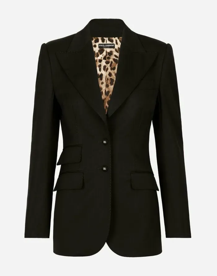 Dolce and Gabbana Blazers Women Gabardine Turlington Jacket With Topstitching Black