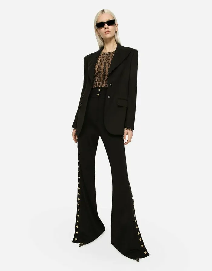 Dolce and Gabbana Blazers Women Gabardine Turlington Jacket With Topstitching Black Dolce and Gabbana Blazers Women Gabardine Turlington Jacket With Topstitching Black
